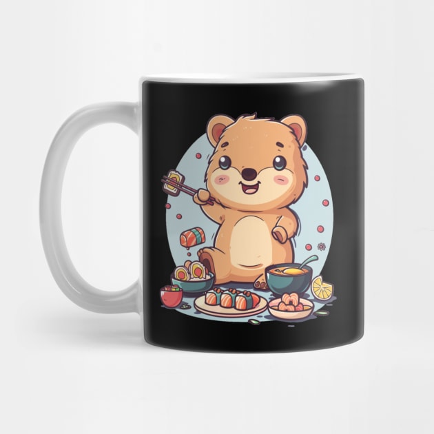 Kawaii Quokka eating sushi by MilkyBerry